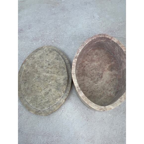 Vintage Marble Floral Trinket Jewelry Coin Box with Lid - Picture 2 of 5